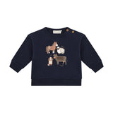 Minymo - Donkerblauwe trui met dieren