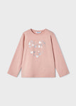 Mayoral - Lichtroze T-shirt met lange mouwen met hartjes