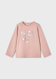 Mayoral - Lichtroze T-shirt met lange mouwen met hartjes