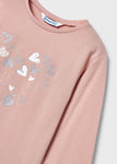 Mayoral - Lichtroze T-shirt met lange mouwen met hartjes