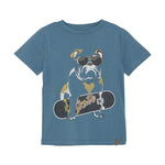 Brands4Kids/Minymo - Blauwe T-shirt met bulldog met skateboard