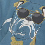 Brands4Kids/Minymo - Blauwe T-shirt met bulldog met skateboard