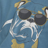Brands4Kids/Minymo - Blauwe T-shirt met bulldog met skateboard