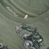 Brands4Kids/Minymo - Kakikleurige T-shirt met lange mouwen met bouwvoertuigen
