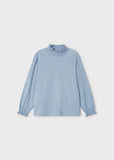Mayoral - Blauwe T-shirt met lange mouwen met kraagje