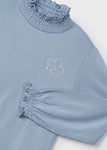 Mayoral - Blauwe T-shirt met lange mouwen met kraagje