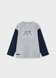 Mayoral - Grijze T-shirt met lange mouwen met fiets