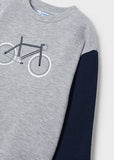 Mayoral - Grijze T-shirt met lange mouwen met fiets