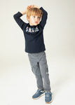 Mayoral - Donkerblauwe T-shirt lange mouw 'Skate'