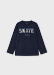 Mayoral - Donkerblauwe T-shirt lange mouw 'Skate'