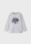 Mayoral - Lichtgrijze T-shirt met lange mouw met Jeep