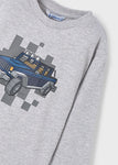 Mayoral - Lichtgrijze T-shirt met lange mouw met Jeep