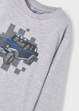 Mayoral - Lichtgrijze T-shirt met lange mouw met Jeep