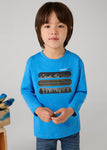 Mayoral - Blauwe T-shirt met lange mouw 'Snowy peaks'