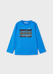 Mayoral - Blauwe T-shirt met lange mouw 'Snowy peaks'
