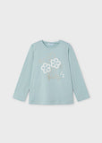 Mayoral - Lichtblauwe T-shirt lange mouw met bloemen