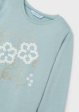 Mayoral - Lichtblauwe T-shirt lange mouw met bloemen