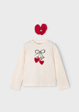 Mayoral - Beige T-shirt met lange mouwen met scrunchie