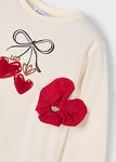 Mayoral - Beige T-shirt met lange mouwen met scrunchie