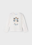 Mayoral - T-shirt met lange mouwen met 'blauwe meisjes'