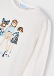 Mayoral - T-shirt met lange mouwen met 'blauwe meisjes'