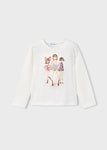 Mayoral - Witte T-shirt met lange mouwen met 'roze meisjes'