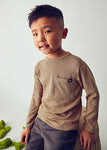 Mayoral - Donkerbeige T-shirt met lange mouwen uit ribstof