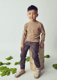 Mayoral - Donkerbeige T-shirt met lange mouwen uit ribstof