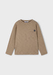 Mayoral - Donkerbeige T-shirt met lange mouwen uit ribstof