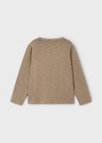 Mayoral - Donkerbeige T-shirt met lange mouwen uit ribstof
