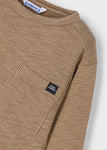 Mayoral - Donkerbeige T-shirt met lange mouwen uit ribstof