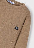 Mayoral - Donkerbeige T-shirt met lange mouwen uit ribstof