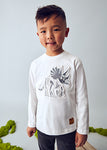 Mayoral - Witte T-shirt met lange mouwen met dino
