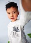 Mayoral - Witte T-shirt met lange mouwen met dino