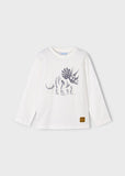 Mayoral - Witte T-shirt met lange mouwen met dino