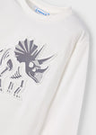 Mayoral - Witte T-shirt met lange mouwen met dino