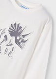 Mayoral - Witte T-shirt met lange mouwen met dino
