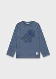 Mayoral - Blauwe T-shirt met lange mouwen met dino