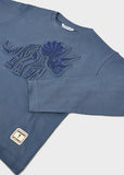 Mayoral - Blauwe T-shirt met lange mouwen met dino