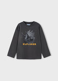 Mayoral - Donkergrijze T-shirt met lange mouwen met dino