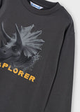 Mayoral - Donkergrijze T-shirt met lange mouwen met dino