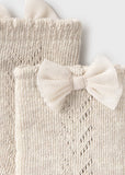 Mayoral - Beige kousen met een strik