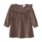Brands4Kids/Enfant - Donkerbruin ribfluwelen jurk
