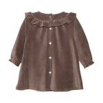 Brands4Kids/Enfant - Donkerbruin ribfluwelen jurk