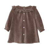 Brands4Kids/Enfant - Donkerbruin ribfluwelen jurk