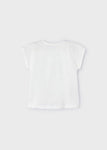 Mayoral - Witte T-shirt met roze kwastjes