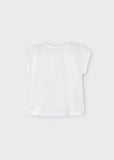 Mayoral - Witte T-shirt met roze kwastjes
