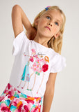 Mayoral - Witte T-shirt met fleurige opdruk