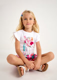 Mayoral - Witte T-shirt met fleurige opdruk