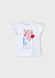Mayoral - Witte T-shirt met fleurige opdruk
